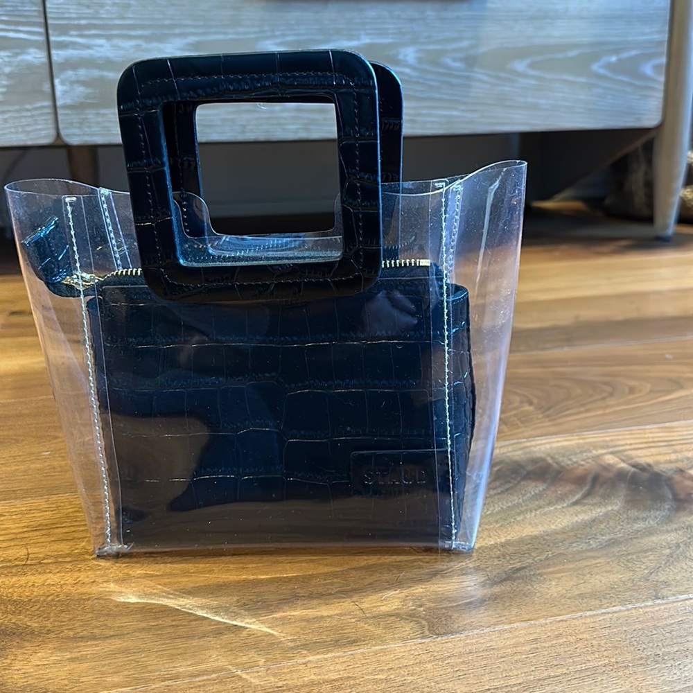 STAUD Black Croc-Embossed Clear Tote - Picture 2 of 4